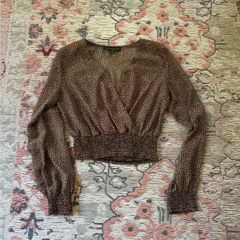 Leopard print sheer top size small